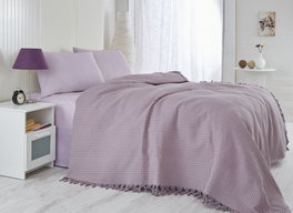 L'essentiel linge de maison Sábanas de piqué dobles Púrpura 220 x 240 cm